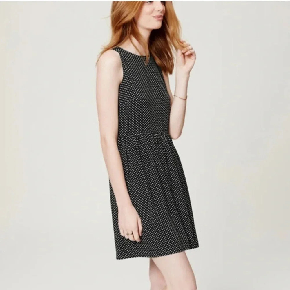 LOFT Ann Taylor petites sleeveless jersey  zipped dress black and white sz small